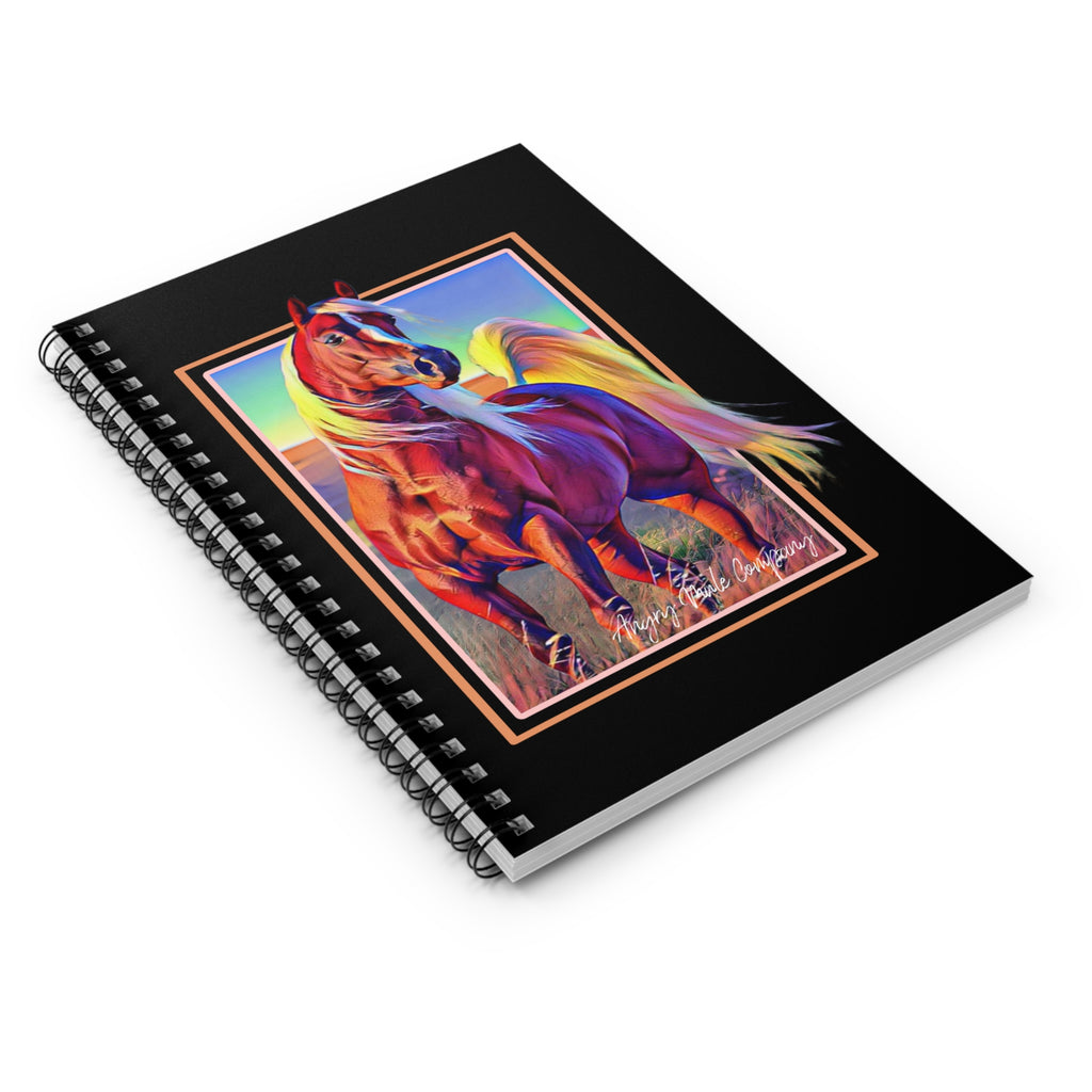 Horse Spiral Notebook — Colorful Galloping Stallion Ruled Journal