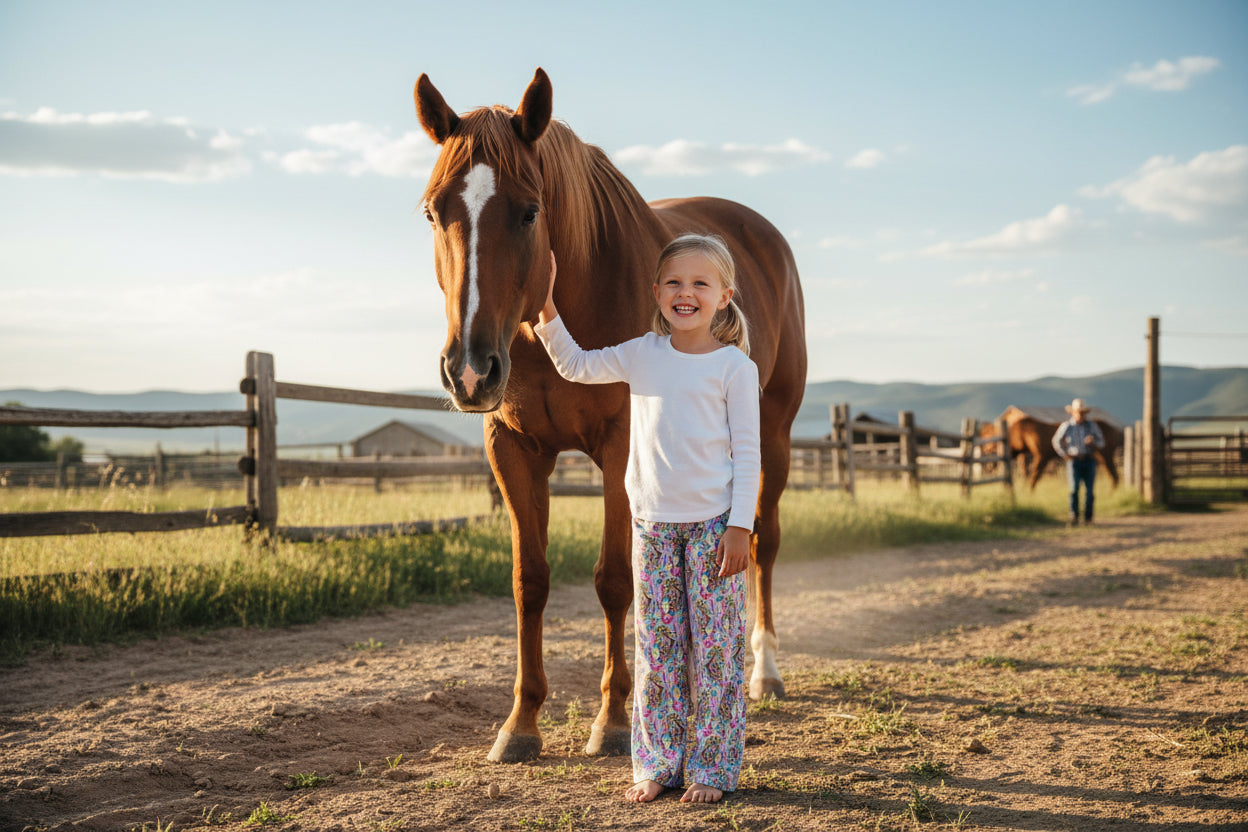 Kids Pretty Pony  Lounge Pants — Colorful All-Over-Print Pajama Bottoms