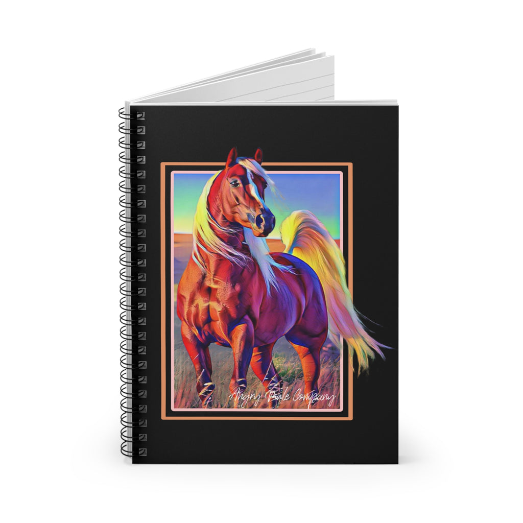 Horse Spiral Notebook — Colorful Galloping Stallion Ruled Journal