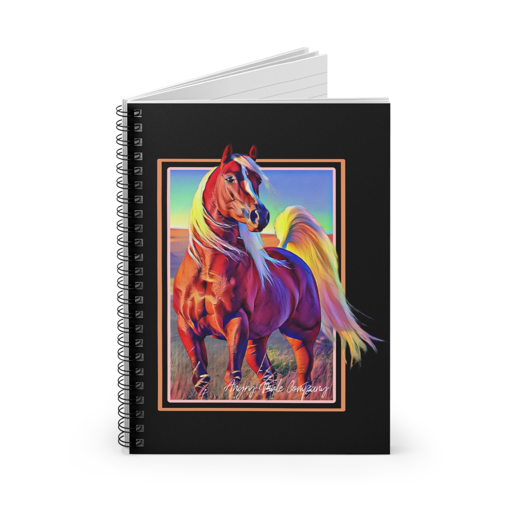 Horse Spiral Notebook — Colorful Galloping Stallion Ruled Journal