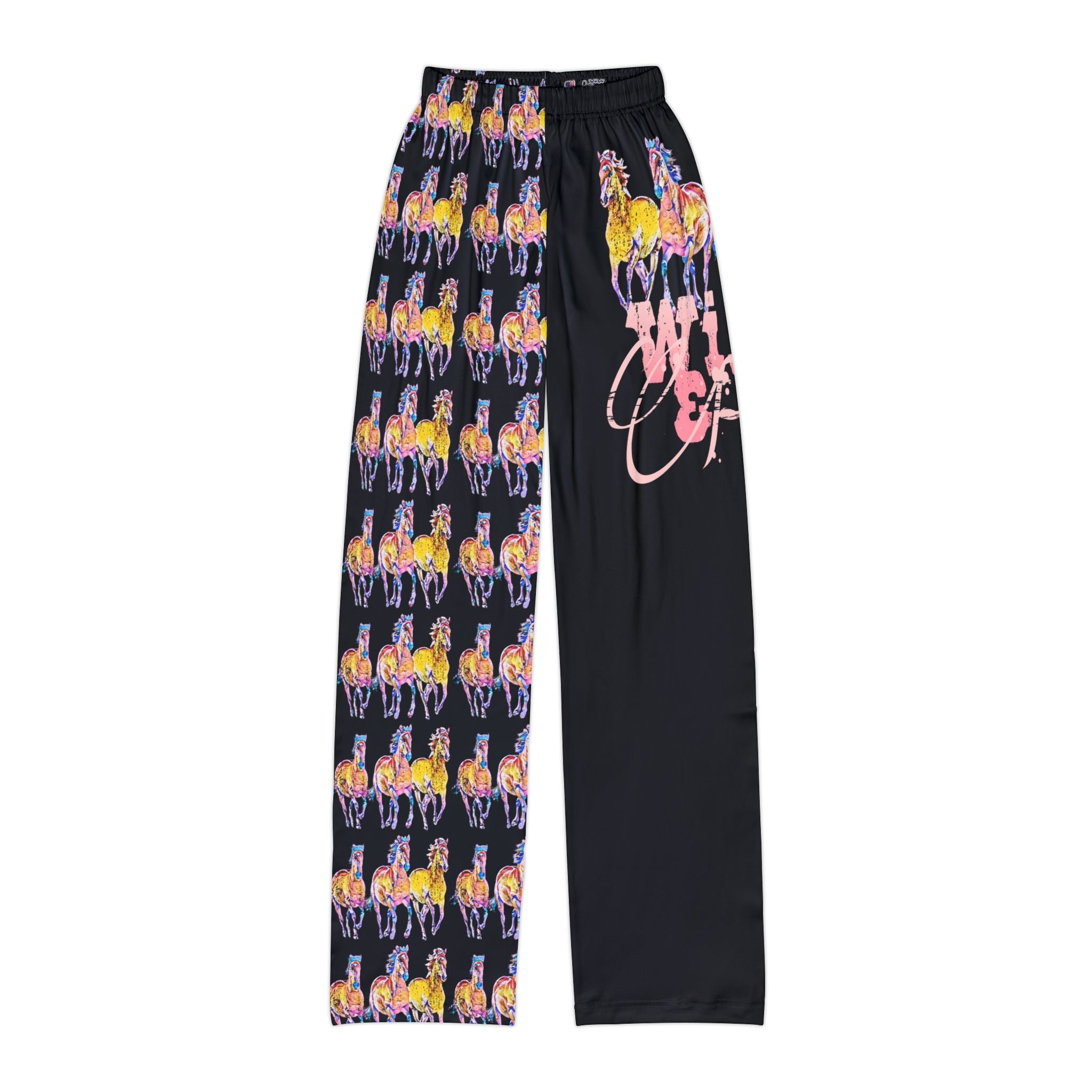 Kids Lounge Pants — Colorful Running Horse Repeat Print