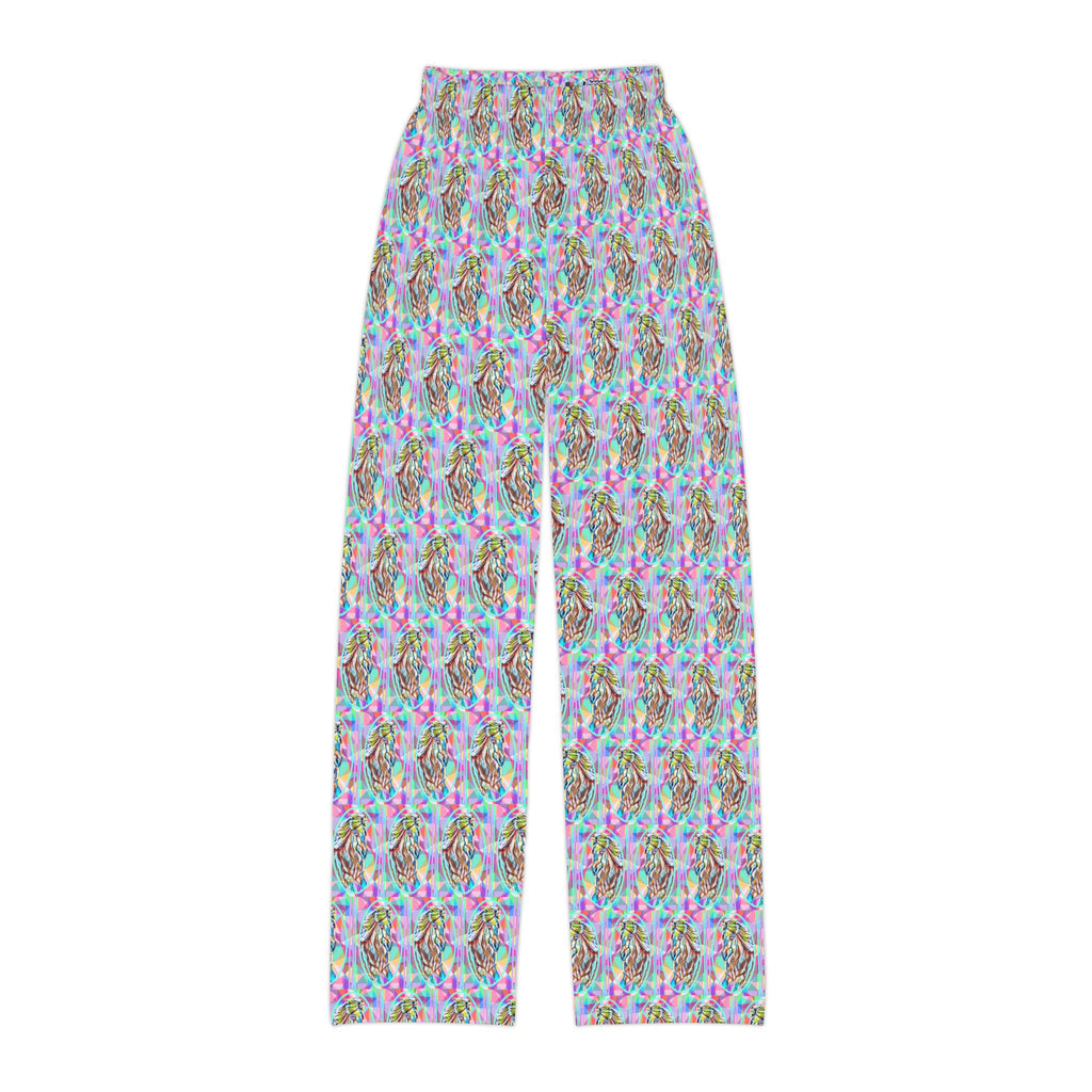 Kids Pretty Pony  Lounge Pants — Colorful All-Over-Print Pajama Bottoms