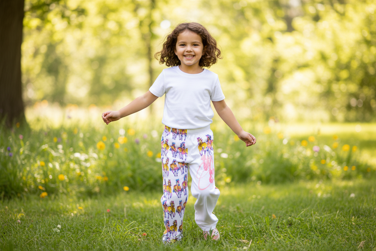 Kids Lounge Pants — Colorful Running Horse Repeat Print