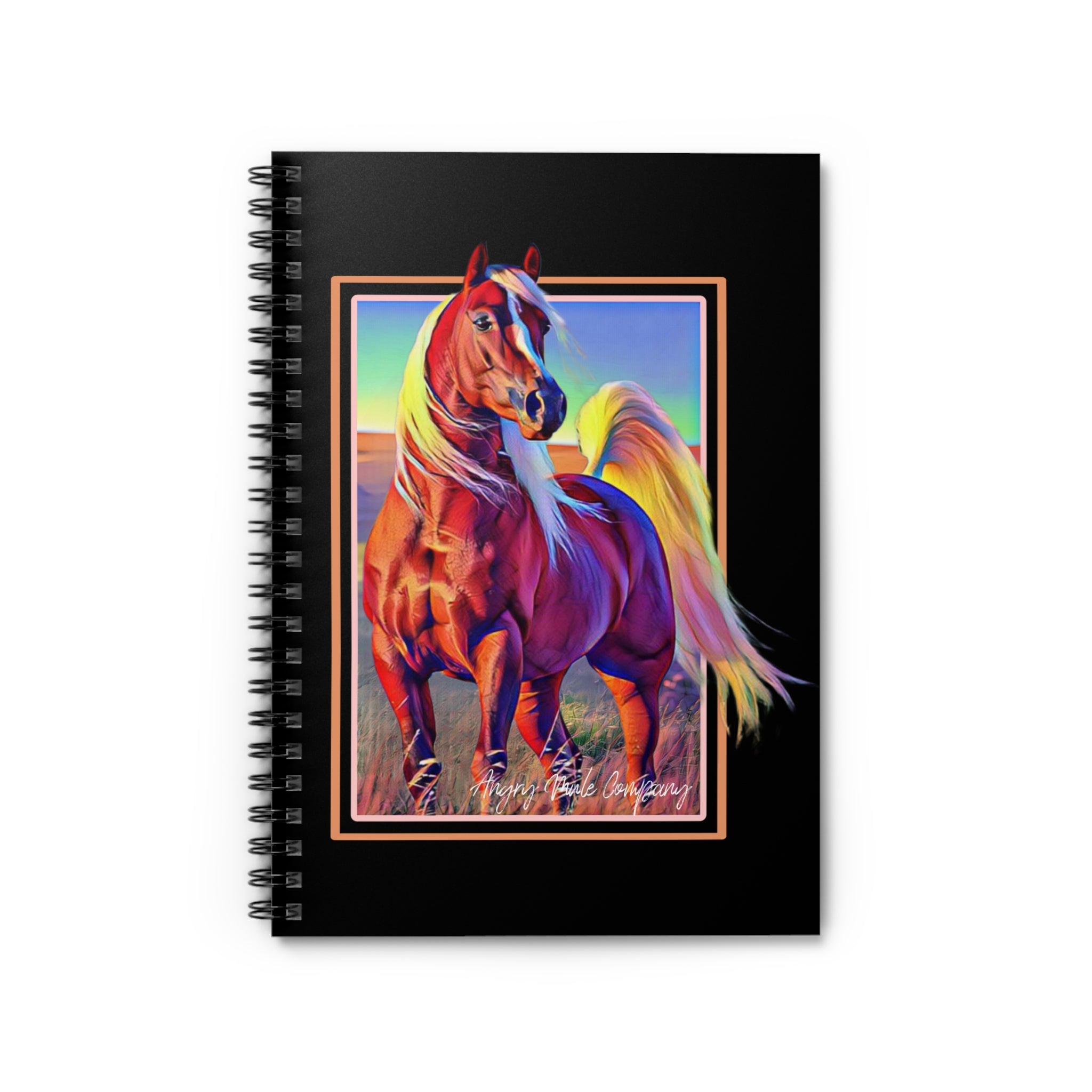 Horse Spiral Notebook — Colorful Galloping Stallion Ruled Journal