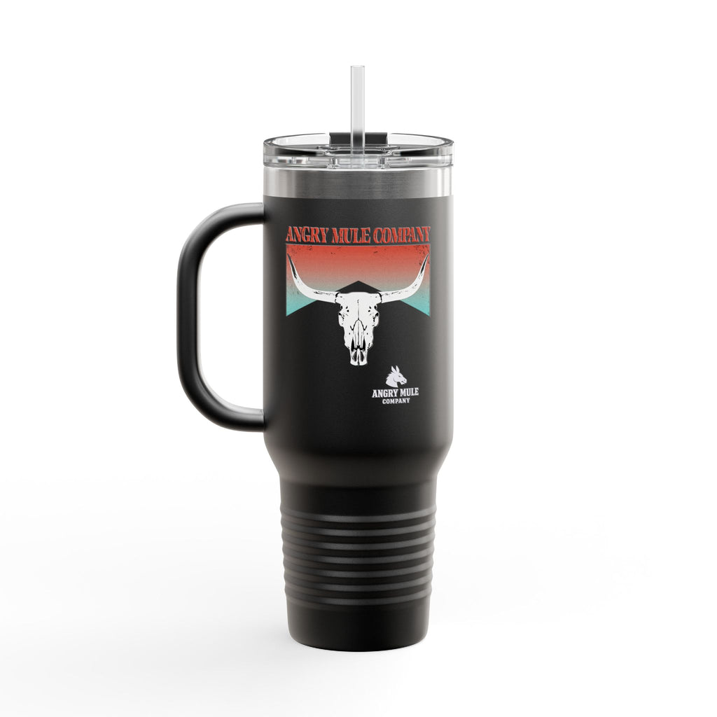 40oz Insulated Travel Mug - Large Stainless Steel Tumbler with Straw (Black)