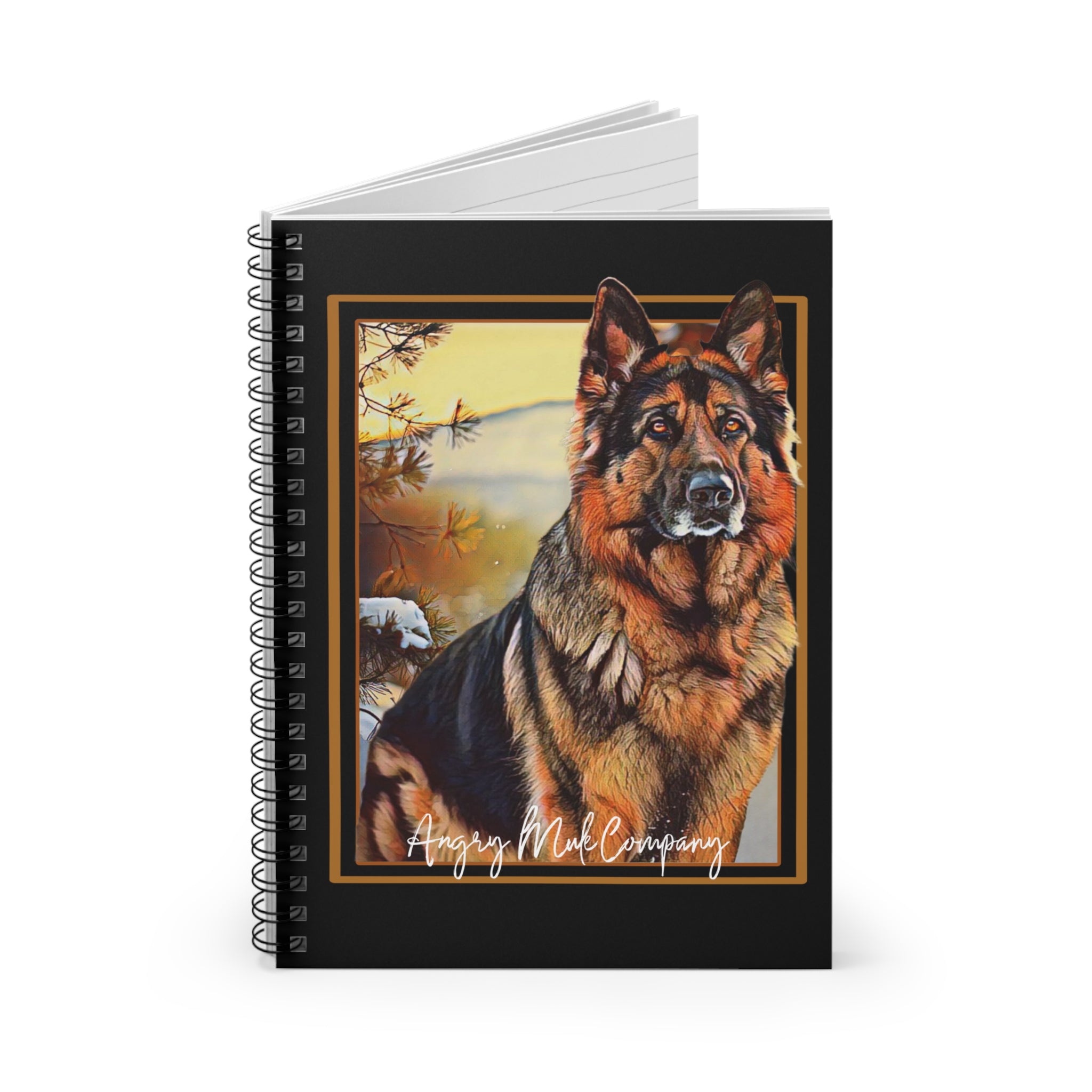German Shepherd Spiral Notebook — Ruled Journal with Autumn Dog Portrait
