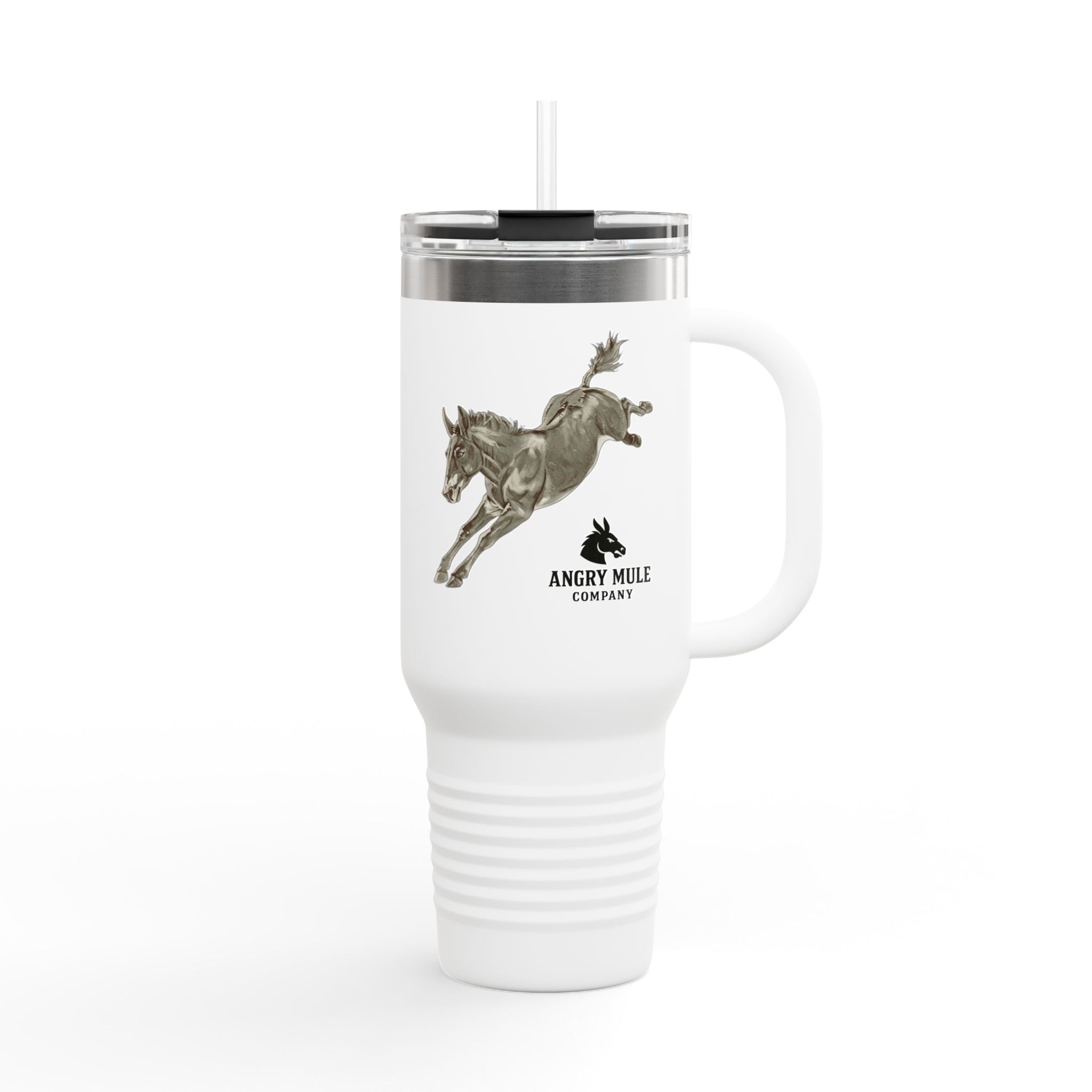 Angry Mule Company 40oz Insulated Travel Mug – Large Stainless Steel Tumbler with Straw